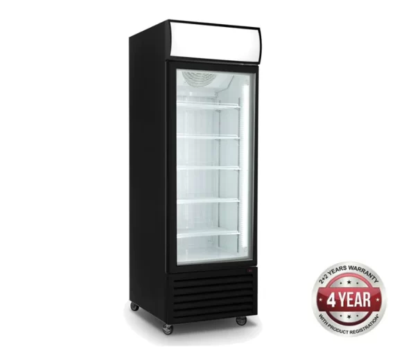 Thermaster 540L Single Glass Door Black Colourbond Upright Drink Fridge LG-540BP