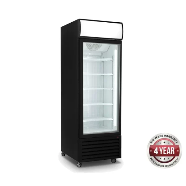 Thermaster 540L Single Glass Door Black Colourbond Upright Drink Fridge LG-540BP